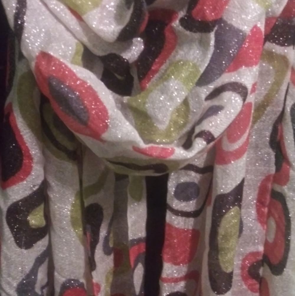 Fun Sparkly Art Deco Scarf, Approx. 72" L
